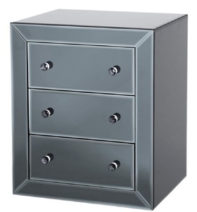 Casa Padrino Luxus Spiegelglas Nachttisch mit 3 Schubladen Schwarz 57 x 46 x H. 68,5 cm - Luxus Mbel