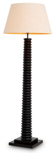 Casa Padrino Luxus Stehleuchte Schwarz / Creme  55 x H. 160 cm - Massivholz Stehlampe mit rundem Lampenschirm - Luxus Stehleuchten - Luxus Leuchten - Luxus Interior