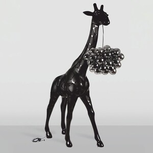 Casa Padrino Luxus Stehleuchte Giraffe Schwarz H. 230 cm - Tier Stehleuchten