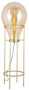 Casa Padrino Luxus Stehleuchte Bernstein / Gold  50 x H. 158 cm - Runde Metall Stehleuchte mit Glas Lampenschirm - Luxus Stehleuchten - Luxus Leuchten - Luxus Interior