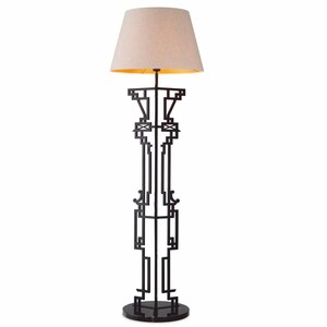 Casa Padrino Luxus Stehleuchte Matt Schwarz / Beige H. 175 cm - Luxus Leuchten