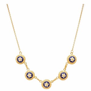 Casa Padrino Luxus Sterlingsilber Damen Halskette Gold / Blau / Wei� - Damen Schmuck