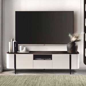 Casa Padrino Luxus TV Schrank Wei� / Dunkelbraun 175,2 cm - Wohnzimmer M�bel