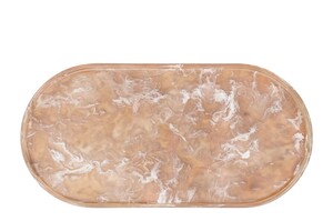 Casa Padrino Luxus Tablett Braun 60 x 30 x H. 1,7 cm - Gro�es rechteckiges Deko Tablett aus Kunstharz mit teebrauner Wirbeloptik - Luxus Deko Accessoires