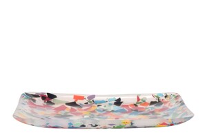 Casa Padrino Luxus Tablett Mehrfarbig 42 x 28 x H. 4 cm - Gro�es flaches Deko Tablett aus Kunstharz in transparenter Konfetti Optik - Luxus Deko Accessoires