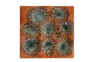 Casa Padrino Luxus Tablett Orange 31,5 x 32,5 x H. 3 cm - Deko Tablett und Wandrelief in Anemonen-Form aus feinem Porzellan - Luxus Deko Accessoires