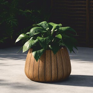 Casa Padrino Luxus Teakholz Blumentopf Naturfarben  50 cm - Runder Pflanzentopf - Garten Deko Accessoires - Terrassen Deko