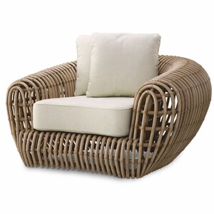 Casa Padrino Luxus Garten Sessel Braun / Sandfarben 120,5 cm - Garten & Hotel M�bel