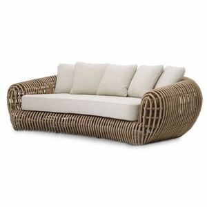 Casa Padrino Luxus Garten Sofa Braun / Sandfarben 229,5 cm - Garten & Hotel M�bel