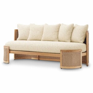 Casa Padrino Luxus Garten Sofa mit 5 Kissen Naturfarben 180 cm - Hotel M�bel - Garten M�bel - Luxus M�bel