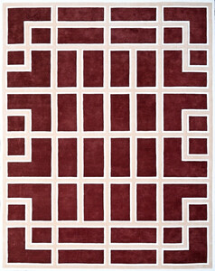 Casa Padrino Luxus Teppich mit Mander Muster Bordeauxrot / Creme 300 x 400 cm