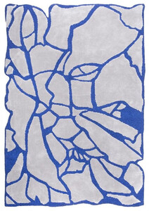 Casa Padrino Luxus Teppich Grau / Blau 160 x 230 cm - Rechteckiger Wohnzimmer Teppich - Moderner Schlafzimmer Teppich - Luxus Interior - Luxus Qualitt