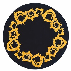 Casa Padrino Luxus Wollteppich Schwarz / Gold  175 cm - Luxus Interior