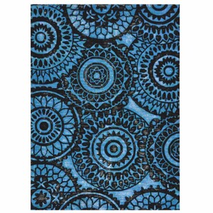 Casa Padrino Luxus Teppich Blau / Schwarz 300 x 200 cm - Rechteckiger Wollteppich - Wohnzimmer Teppich - Hotel Teppich