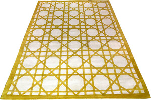 Casa Padrino Luxus Teppich aus Neuseeland Wolle Gelb / Creme 170 x 240 cm - Handgetufteter Wohnzimmerteppich