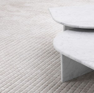 Casa Padrino Luxus Wohnzimmer Teppich Silber Sandfarben 200 x 300 cm - Moderner handgewebter rechteckiger Viskose Teppich - Luxus Qualitt