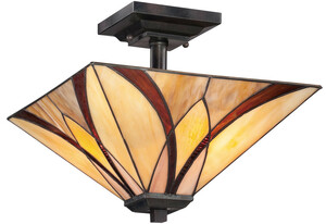 Casa Padrino Luxus Tiffany Deckenleuchte Mehrfarbig 35,6 x 35,6 x H. 30,5 cm - Elegante Tiffany Lampe mit handgefertigtem Glas Lampenschirm - Tiffany Leuchten