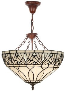 Casa Padrino Luxus Tiffany H�ngeleuchte Wei� / Schwarz / Braun  40 x H. 40 cm - Handgefertigt aus zahlreichen Glas Mosaik St�cken