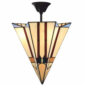Casa Padrino Art Deco Tiffany H�ngeleuchte Bunt / Schwarz H. 93 cm - Tiffany Leuchten
