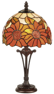 Casa Padrino Luxus Tiffany Hockerleuchte Mehrfarbig  20 x H. 38 cm - Runde Tiffany Schreibtischleuchte - Tiffany Tischleuchte - Luxus Interior - Luxus Leuchten - Tiffany Leuchten