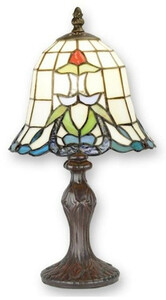 Casa Padrino Luxus Tiffany Hockerleuchte Mehrfarbig  19,5 x H. 36,5 cm - Tiffany Tischleuchte - Tiffany Schreibtischleuchte - Tiffany Leuchten - Luxus Leuchten - Luxus Interior