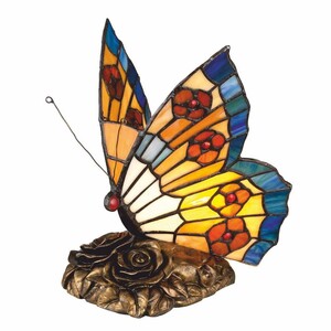 Casa Padrino Luxus Tiffany LED Tischleuchte Schmetterling Bunt / Bronze - Tiffany Deko Leuchten