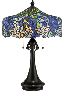 Casa Padrino Luxus Tiffany Tischleuchte Mehrfarbig / Vintage Bronzefarben  47,1 x H. 69 cm - Elegante Schreibtischleuchte - Tiffany Leuchte