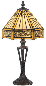 Casa Padrino Luxus Tiffany Tischleuchte Gelb / Schwarz 20 x 20 x H. 40 cm - Elegante Schreibtischleuchte - Deko Accessoires