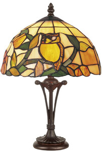 Casa Padrino Luxus Tiffany Tischleuchte Mehrfarbig  25 x H. 47 cm - Runde Tiffany Schreibtischleuchte - Tiffany Hockerleuchte - Luxus Interior - Luxus Leuchten - Tiffany Leuchten