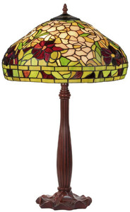 Casa Padrino Luxus Tiffany Tischleuchte Mehrfarbig  40 x H. 64 cm - Tiffany Schreibtischleuchte - Runde Wohnzimmer Deko Leuchte - Scheibtisch Deko Leuchte - Luxus Tiffany Leuchten