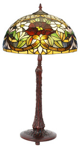 Casa Padrino Luxus Tiffany Tischleuchte Mehrfarbig  50 x H. 72 cm - Tiffany Schreibtischleuchte - Wohnzimmer Deko Leuchte - Scheibtisch Deko Leuchte - Luxus Tiffany Leuchten