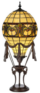 Casa Padrino Luxus Tiffany Tischleuchte Hei�luftballon Mehrfarbig  27 x H. 70 cm - Elegante Tiffany Lampe mit handgefertigtem Glas Lampenschirm