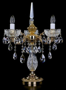 Casa Padrino Luxus Barock Kristall Tischleuchte Gold  45 x H. 59 cm - Prunkvolle Messing Schreibtischleuchte mit Bhmischem Kristallglas - Barock Kristall Leuchten