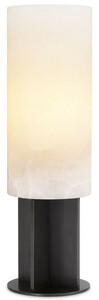 Casa Padrino Luxus Tischleuchte Bronze / Alabaster  14 x H. 47 cm - Moderne Tischlampe mit rundem Alabaster Lampenschirm - Luxus Leuchten