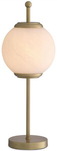 Casa Padrino Luxus Tischleuchte Antik Messingfarben / Wei�  19 x H. 52 cm - Schreibtischleuchte mit rundem Glas Lampenschirm - Luxus Leuchten