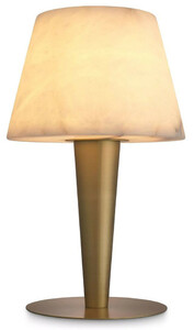 Casa Padrino Luxus Tischleuchte Antik Messing / Alabaster  20 x H. 50,5 cm - Runde Metall Schreibtschleuchte mit Alabaster Lampenschirm - Luxus Kollektion