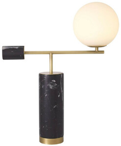 Casa Padrino Luxus Tischleuchte Antik Messing / Schwarz / Wei� 51 x 20 x H. 62,5 cm - Marmor Schreibtschleuchte mit Glas Lampenschirm - Luxus Kollektion