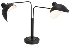 Casa Padrino Designer Tischleuchte Schwarz / Antik Messingfarben 95 x 20 x H. 57 cm - Elegante Schreibtischleuchte im 50er Jahre Stil - Luxus Leuchten