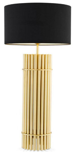 Casa Padrino Luxus Tischleuchte Messingfarben / Schwarz  45 x H. 96,5 cm - Moderne Schreibtischleuchte mit rundem Lampenschirm - Luxus Qualit�t