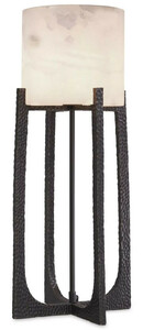 Casa Padrino Luxus Tischleuchte Bronze / Alabaster 29 x 29 x H. 68,5 cm - Metall Schreibtischleuchte mit rundem Alabaster Lampenschirm - Luxus Leuchten