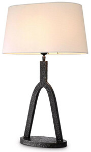 Casa Padrino Luxus Tischleuchte Bronze / Wei� 42,5 x 25 x H. 65,5 cm - Elegante Schreibtischleuchte mit ovalem Lampenschirm - Luxus Leuchten - Luxus M�bel - Luxus Interior