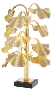 Casa Padrino Luxus Tischleuchte Messingfarben / Schwarz 55 x 38 x H. 88 cm - Designer Lampe mit Granitsockel