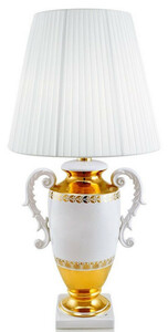 Casa Padrino Barock Tischleuchte mit 2 Tragegriffen Wei� / Gold  40 x H. 78 cm - Keramik Lampe im Barockstil - Luxus Qualit�t