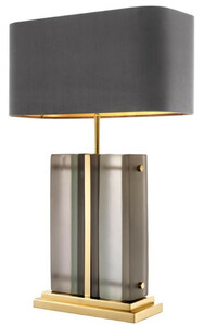 Casa Padrino Luxus Tischleuchte Gold / Grau 45 x 22 x H. 73 cm - Hotel & Restaurant Tischlampe