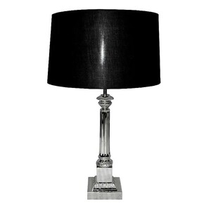 Casa Padrino Luxus Tischleuchte Silber / Schwarz 18 x 18 x H. 67 cm - S�ulen Tischleuchte mit Lampenschirm