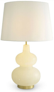 Casa Padrino Luxus Tischleuchte Alabaster / Antik Messingfarben / Wei�  14 x H. 73 cm - Moderne Alabaster Schreibtschleuchte mit Lampenschirm - Luxus Kollektion