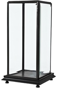 Casa Padrino Luxus Tischvitrine Antik Bronze / Schwarz 22 x 22 x H. 52,5 cm - Wohnzimmer Dekoration