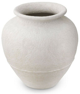 Casa Padrino Luxus Tonvase Matt Wei  45 x H. 54 cm - Handgefertigte Runde Deko Vase - Wohnzimmer Deko - Garten Deko - Deko Accessoires