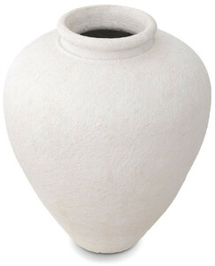 Casa Padrino Luxus Tonvase Matt Wei�  64 x H. 83 cm - Handgefertigte Runde Deko Vase - Wohnzimmer Deko - Garten Deko - Deko Accessoires