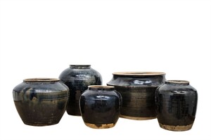 Casa Padrino Luxus Vase  15-25 x H. 15-21 cm - Kleine Keramik Vase im Antik-Look, verschiedene Formen - Luxus Deko Accessoires